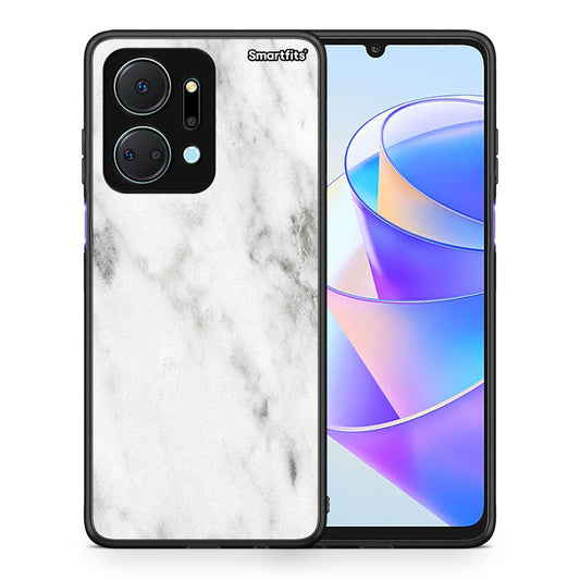 Θήκη Honor X7a White Marble από τη Smartfits με σχέδιο στο πίσω μέρος και μαύρο περίβλημα | Honor X7a White Marble case with colorful back and black bezels
