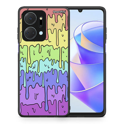 Θήκη Honor X7a Melting Rainbow από τη Smartfits με σχέδιο στο πίσω μέρος και μαύρο περίβλημα | Honor X7a Melting Rainbow case with colorful back and black bezels