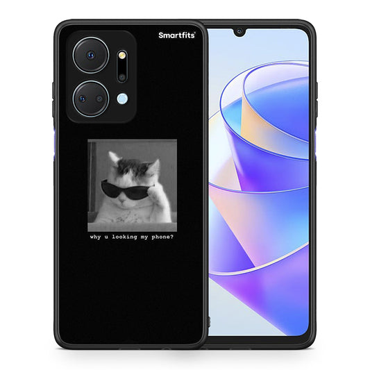 Θήκη Honor X7a Meme Cat από τη Smartfits με σχέδιο στο πίσω μέρος και μαύρο περίβλημα | Honor X7a Meme Cat case with colorful back and black bezels