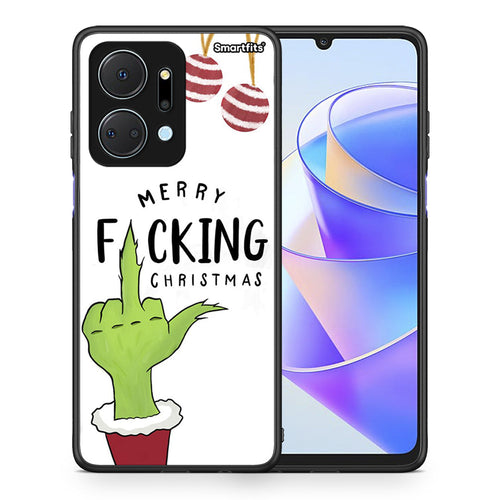Θήκη Honor X7a Merry F Xmas από τη Smartfits με σχέδιο στο πίσω μέρος και μαύρο περίβλημα | Honor X7a Merry F Xmas case with colorful back and black bezels