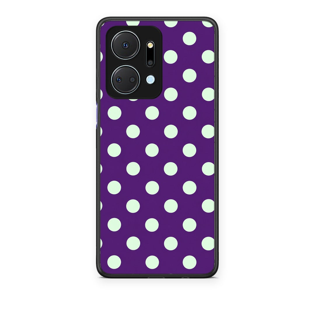 Θήκη Honor X7a Mint Polka Dots on Purple από τη Smartfits με σχέδιο στο πίσω μέρος και μαύρο περίβλημα | Honor X7a Mint Polka Dots on Purple case with colorful back and black bezels