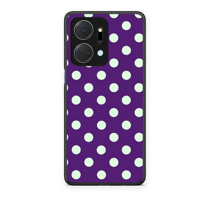 Θήκη Honor X7a Mint Polka Dots on Purple από τη Smartfits με σχέδιο στο πίσω μέρος και μαύρο περίβλημα | Honor X7a Mint Polka Dots on Purple case with colorful back and black bezels