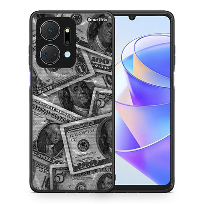 Θήκη Honor X7a Money Dollars από τη Smartfits με σχέδιο στο πίσω μέρος και μαύρο περίβλημα | Honor X7a Money Dollars case with colorful back and black bezels