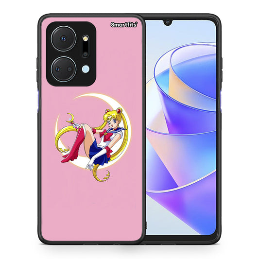 Θήκη Honor X7a Moon Girl από τη Smartfits με σχέδιο στο πίσω μέρος και μαύρο περίβλημα | Honor X7a Moon Girl case with colorful back and black bezels