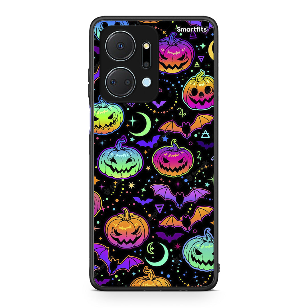 Honor X7a Neon Halloween θήκη από τη Smartfits με σχέδιο στο πίσω μέρος και μαύρο περίβλημα | Smartphone case with colorful back and black bezels by Smartfits