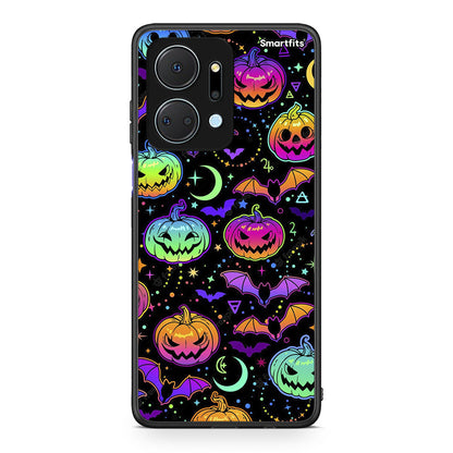 Honor X7a Neon Halloween θήκη από τη Smartfits με σχέδιο στο πίσω μέρος και μαύρο περίβλημα | Smartphone case with colorful back and black bezels by Smartfits