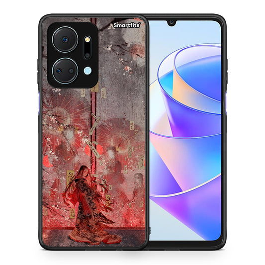 Θήκη Honor X7a Nezuko Kamado από τη Smartfits με σχέδιο στο πίσω μέρος και μαύρο περίβλημα | Honor X7a Nezuko Kamado case with colorful back and black bezels