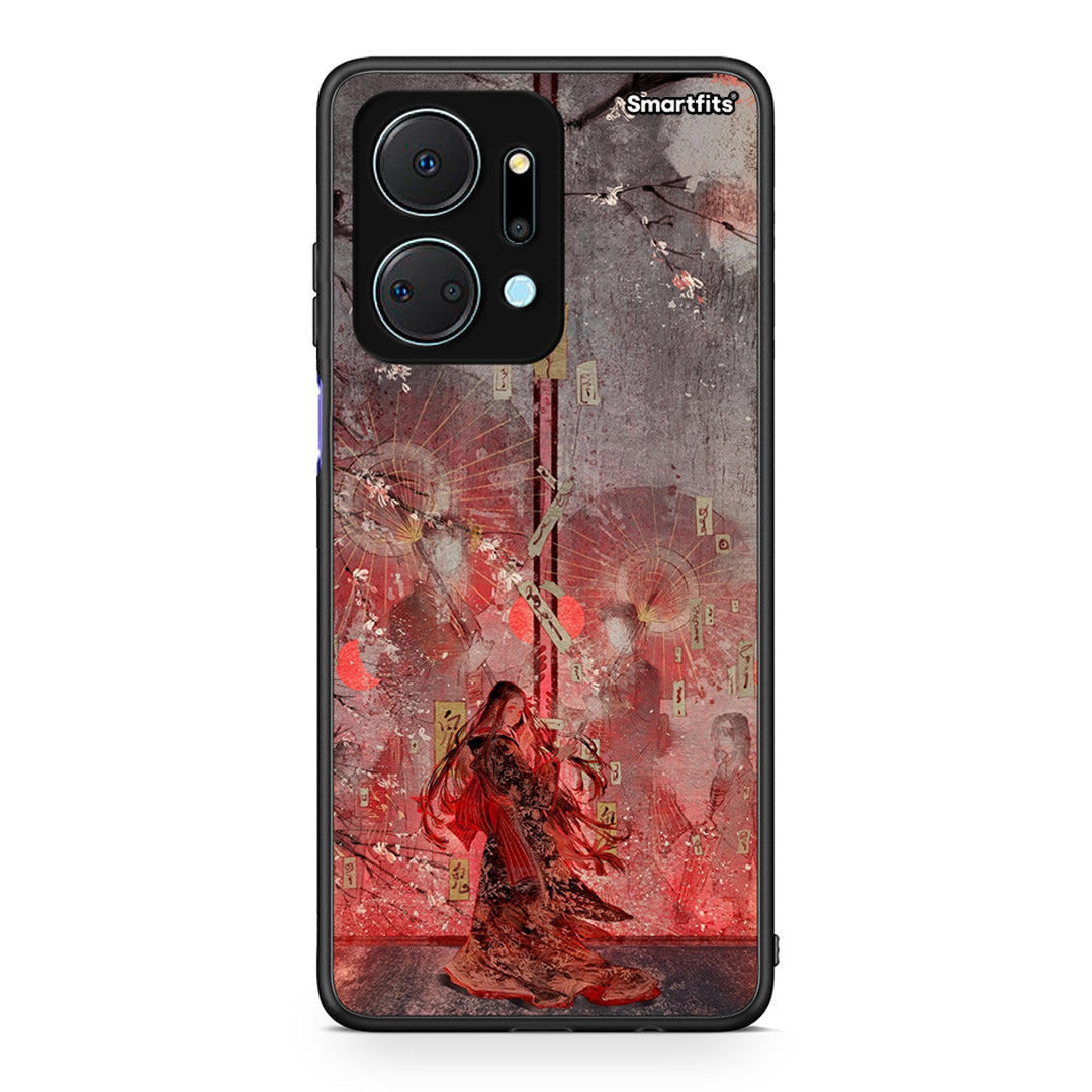 Honor X7a Nezuko Kamado θήκη από τη Smartfits με σχέδιο στο πίσω μέρος και μαύρο περίβλημα | Smartphone case with colorful back and black bezels by Smartfits
