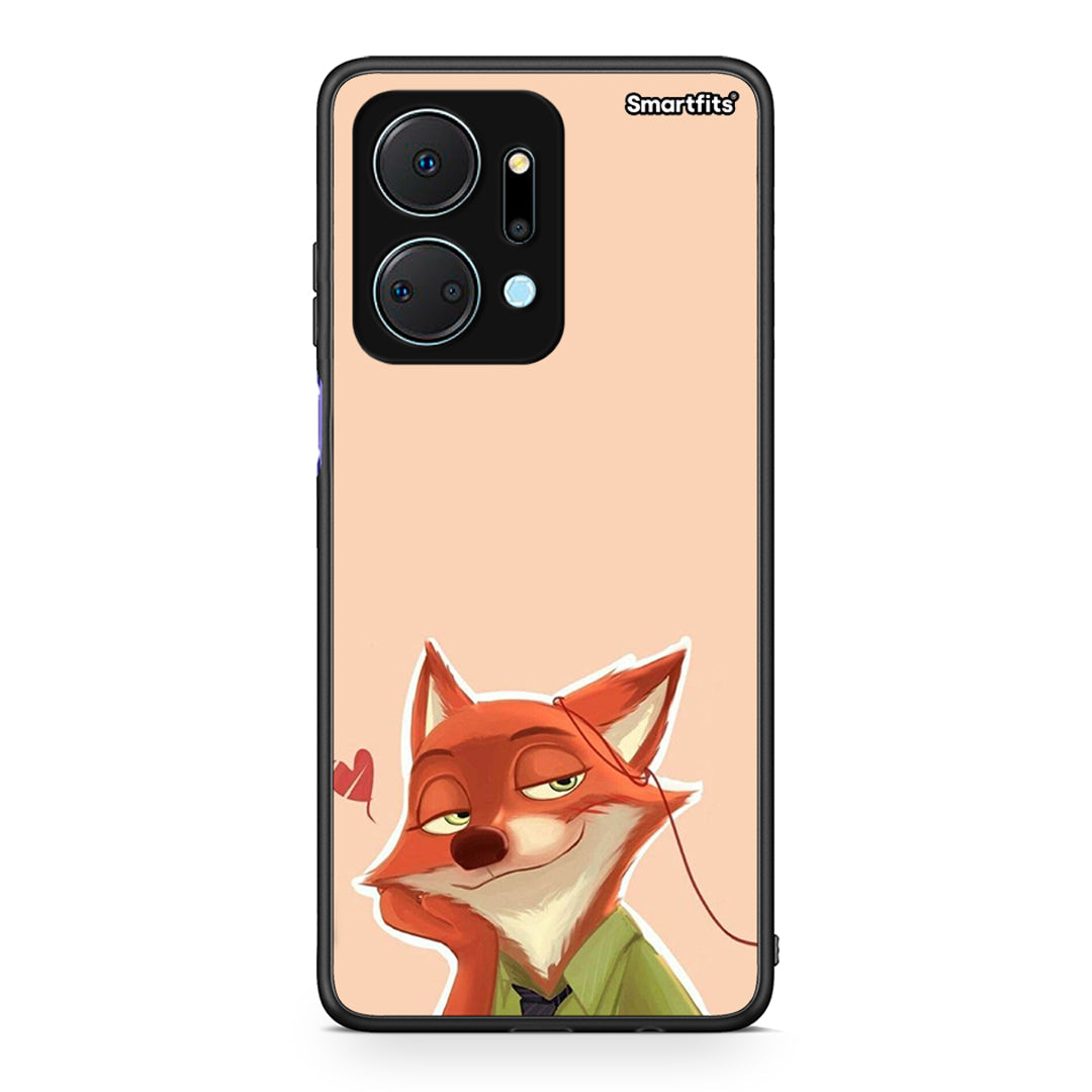 Honor X7a Nick Wilde And Judy Hopps Love 1 θήκη από τη Smartfits με σχέδιο στο πίσω μέρος και μαύρο περίβλημα | Smartphone case with colorful back and black bezels by Smartfits