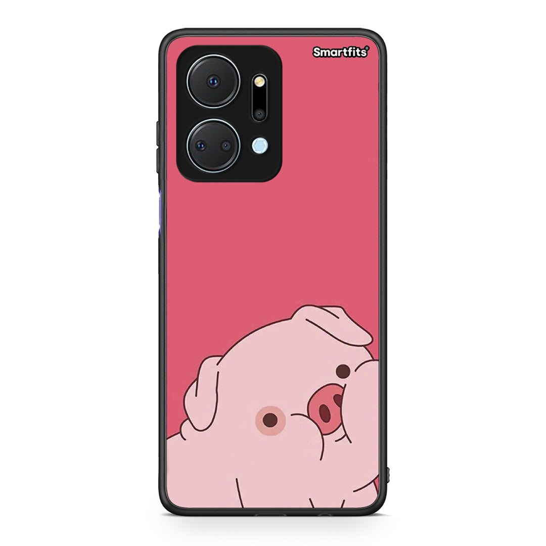 Honor X7a Pig Love 1 Θήκη Αγίου Βαλεντίνου από τη Smartfits με σχέδιο στο πίσω μέρος και μαύρο περίβλημα | Smartphone case with colorful back and black bezels by Smartfits