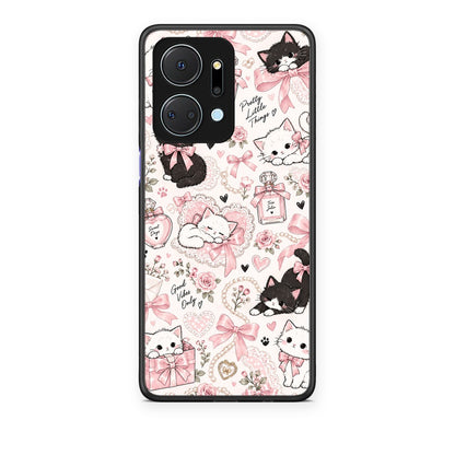Θήκη Honor X7a Pink Bows and Kittens Collage από τη Smartfits με σχέδιο στο πίσω μέρος και μαύρο περίβλημα | Honor X7a Pink Bows and Kittens Collage case with colorful back and black bezels