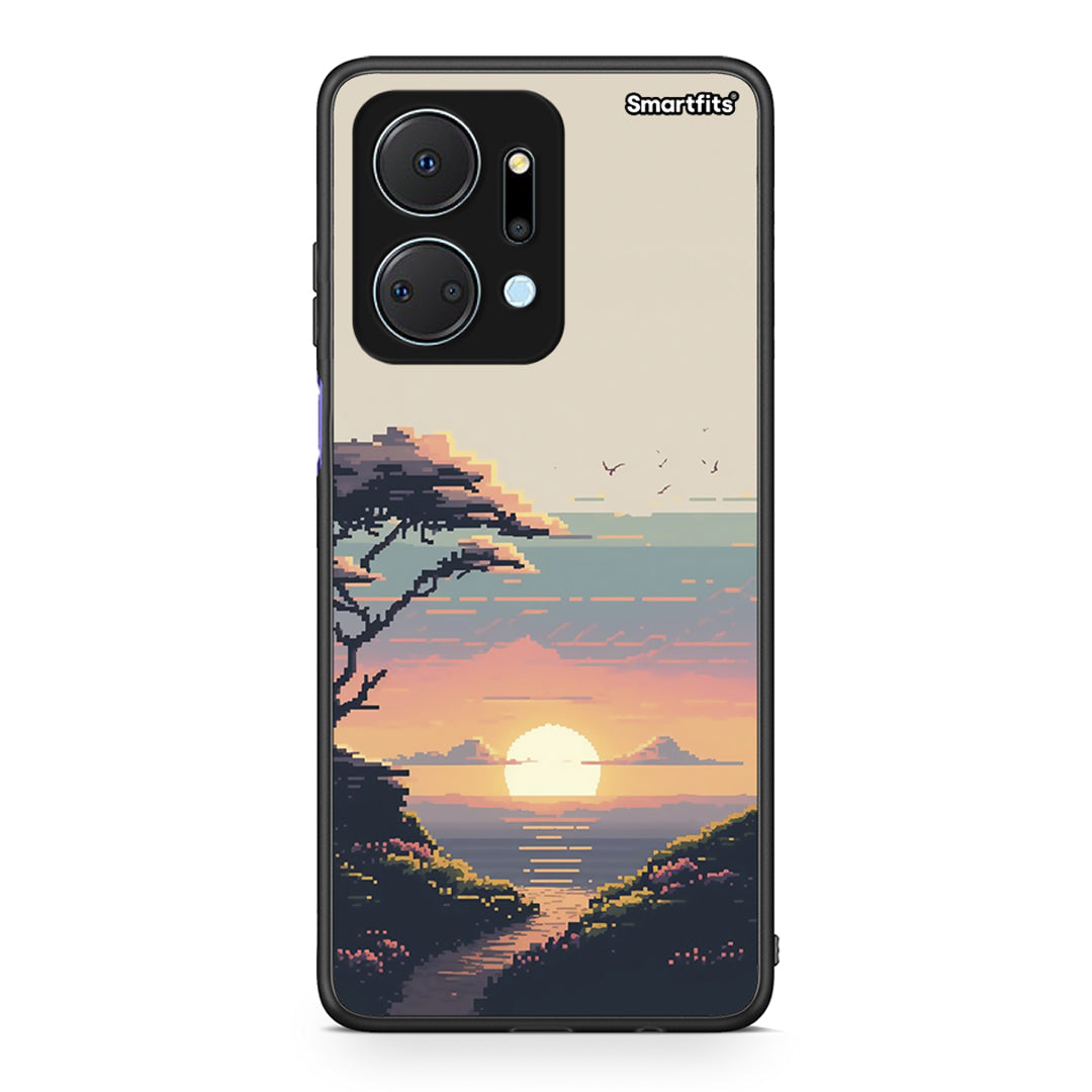 Honor X7a Pixel Sunset Θήκη από τη Smartfits με σχέδιο στο πίσω μέρος και μαύρο περίβλημα | Smartphone case with colorful back and black bezels by Smartfits
