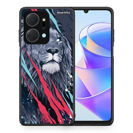 Θήκη Honor X7a Lion Designer PopArt από τη Smartfits με σχέδιο στο πίσω μέρος και μαύρο περίβλημα | Honor X7a Lion Designer PopArt case with colorful back and black bezels