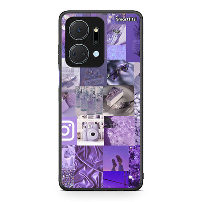 Honor X7a Purple Aesthetic Collage θήκη από τη Smartfits με σχέδιο στο πίσω μέρος και μαύρο περίβλημα | Smartphone case with colorful back and black bezels by Smartfits