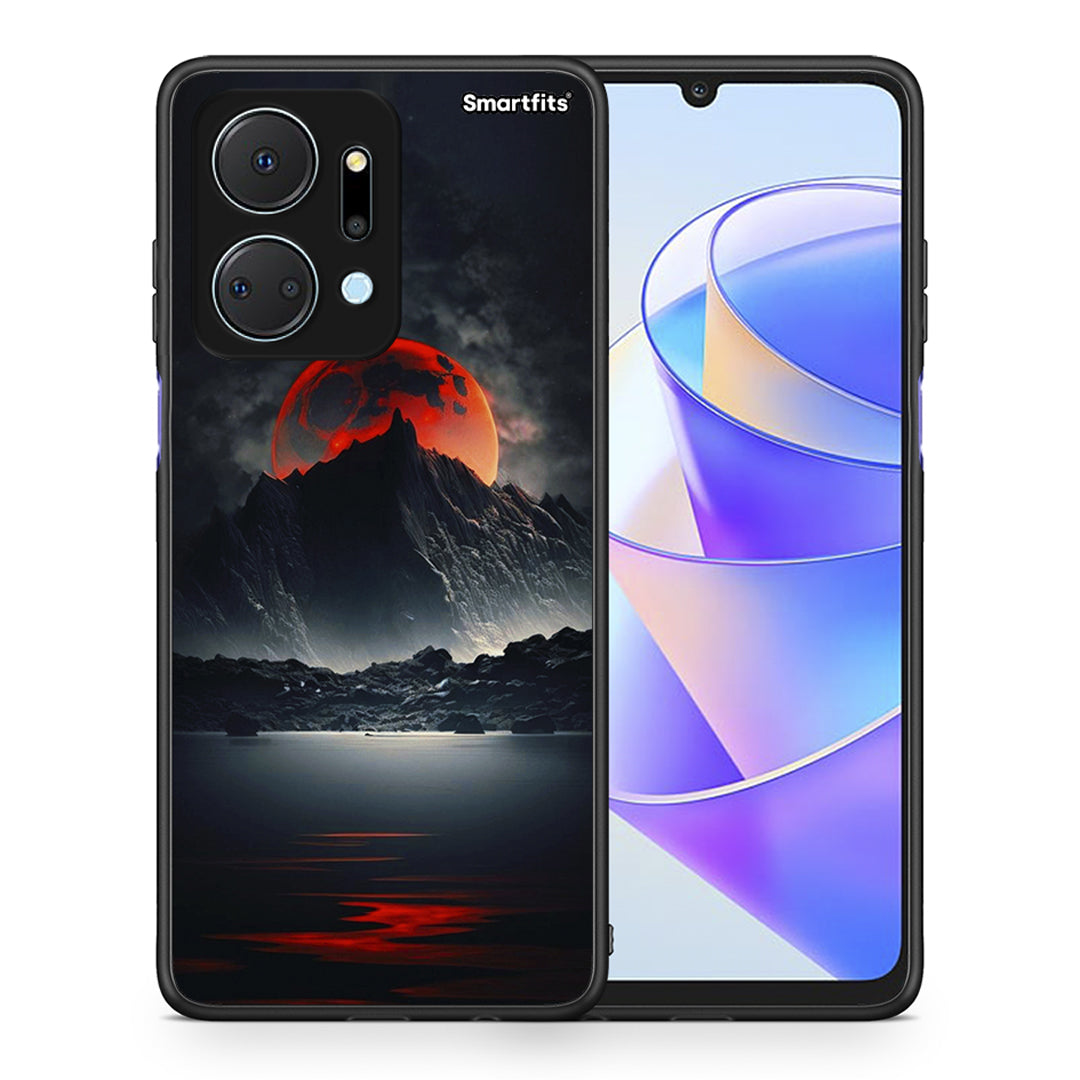 Θήκη Honor X7a Red Full Moon από τη Smartfits με σχέδιο στο πίσω μέρος και μαύρο περίβλημα | Honor X7a Red Full Moon case with colorful back and black bezels