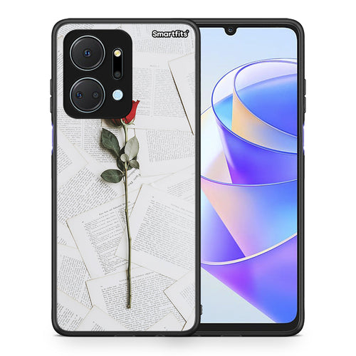 Θήκη Honor X7a Red Rose από τη Smartfits με σχέδιο στο πίσω μέρος και μαύρο περίβλημα | Honor X7a Red Rose case with colorful back and black bezels