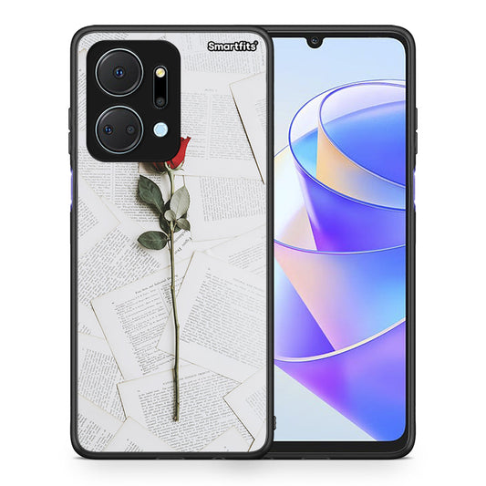 Θήκη Honor X7a Red Rose από τη Smartfits με σχέδιο στο πίσω μέρος και μαύρο περίβλημα | Honor X7a Red Rose case with colorful back and black bezels