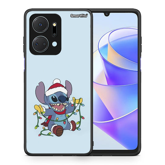 Θήκη Honor X7a Santa Stich από τη Smartfits με σχέδιο στο πίσω μέρος και μαύρο περίβλημα | Honor X7a Santa Stich case with colorful back and black bezels