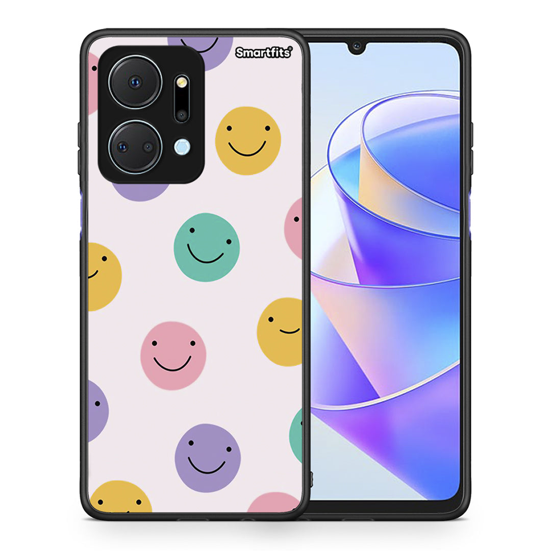 Θήκη Honor X7a Smiley Faces από τη Smartfits με σχέδιο στο πίσω μέρος και μαύρο περίβλημα | Honor X7a Smiley Faces case with colorful back and black bezels