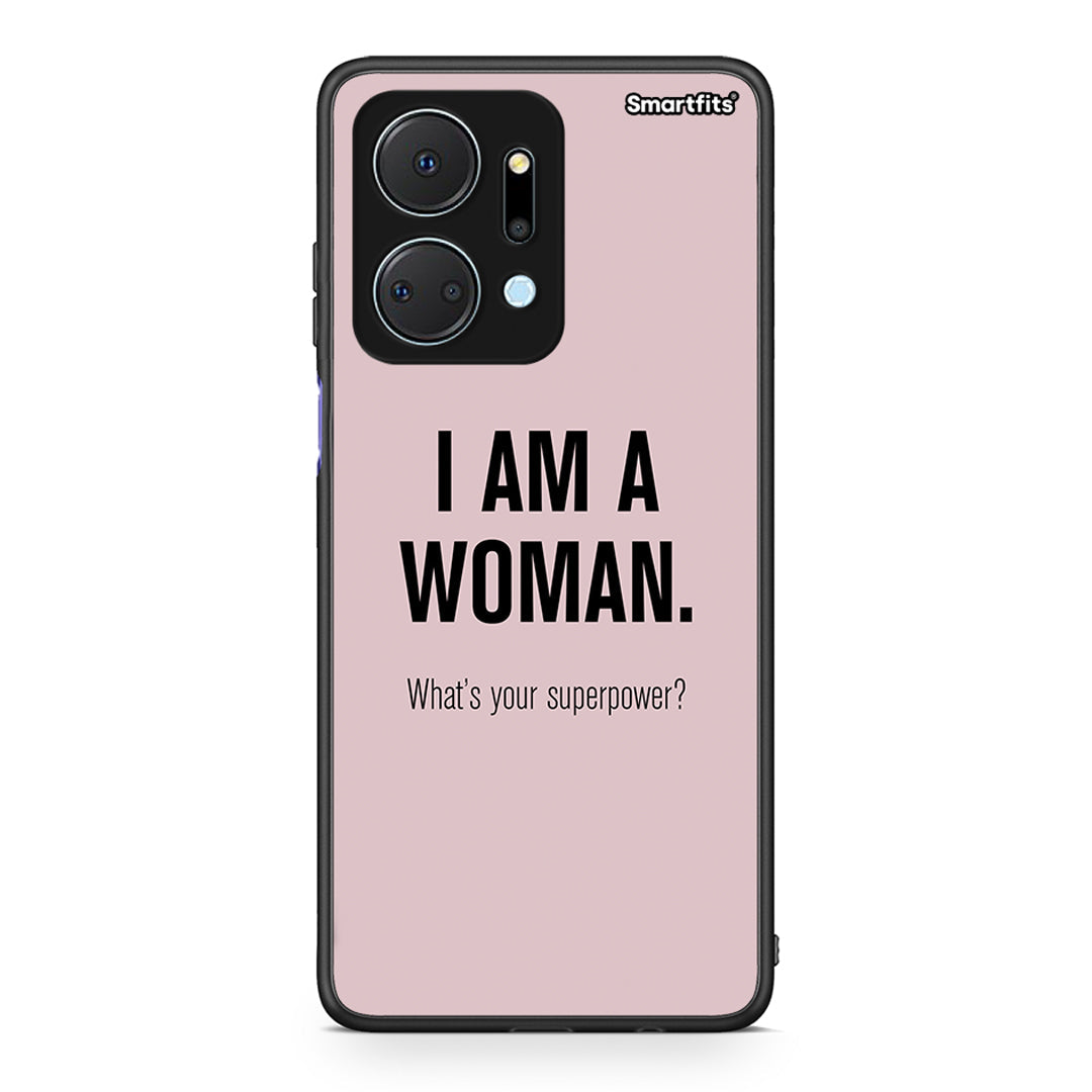 Honor X7a Superpower Woman θήκη από τη Smartfits με σχέδιο στο πίσω μέρος και μαύρο περίβλημα | Smartphone case with colorful back and black bezels by Smartfits