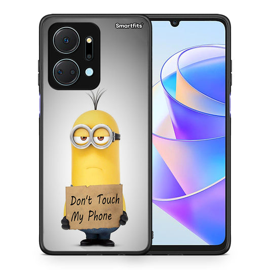 Θήκη Honor X7a Minion Text από τη Smartfits με σχέδιο στο πίσω μέρος και μαύρο περίβλημα | Honor X7a Minion Text case with colorful back and black bezels