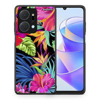 Thumbnail for Θήκη Honor X7a Tropical Flowers από τη Smartfits με σχέδιο στο πίσω μέρος και μαύρο περίβλημα | Honor X7a Tropical Flowers case with colorful back and black bezels