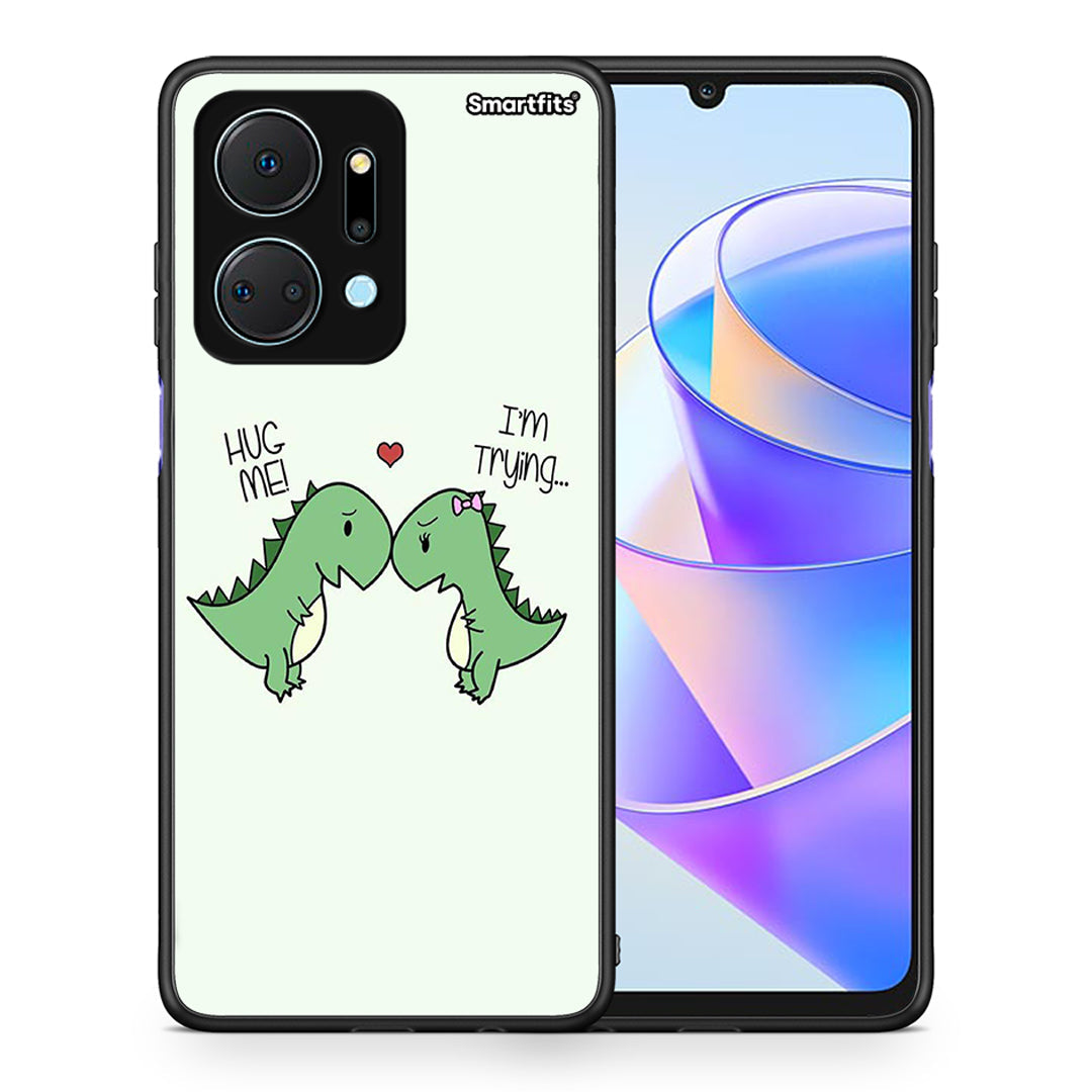 Θήκη Honor X7a Rex Valentine από τη Smartfits με σχέδιο στο πίσω μέρος και μαύρο περίβλημα | Honor X7a Rex Valentine case with colorful back and black bezels