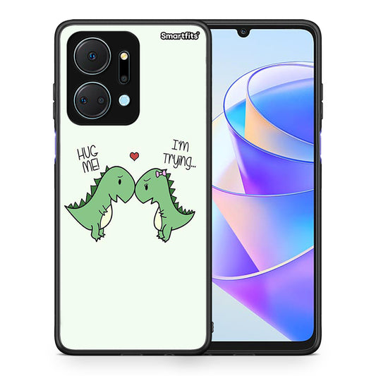 Θήκη Honor X7a Rex Valentine από τη Smartfits με σχέδιο στο πίσω μέρος και μαύρο περίβλημα | Honor X7a Rex Valentine case with colorful back and black bezels