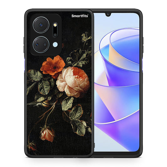 Θήκη Honor X7a Vintage Roses από τη Smartfits με σχέδιο στο πίσω μέρος και μαύρο περίβλημα | Honor X7a Vintage Roses case with colorful back and black bezels