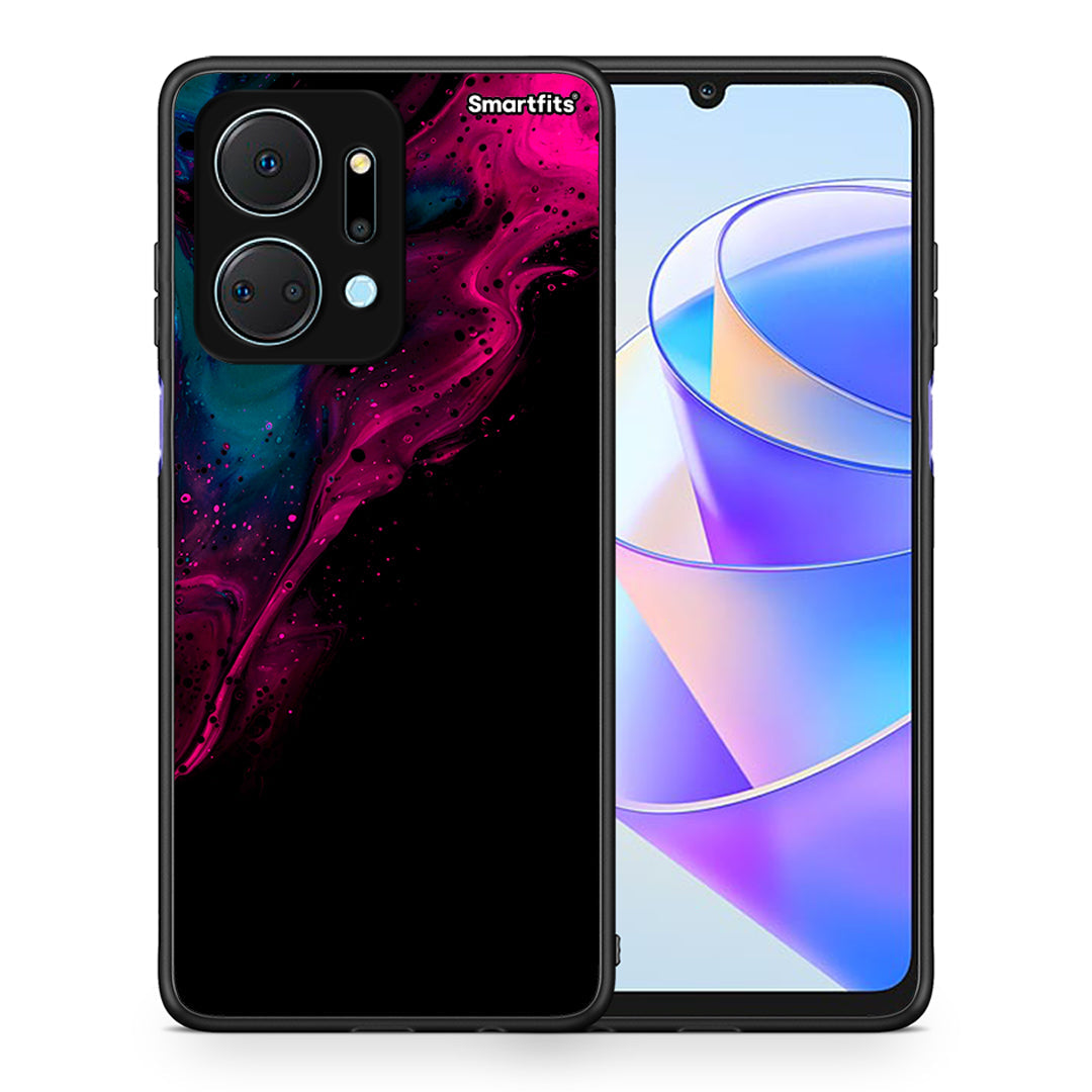 Θήκη Honor X7a Pink Black Watercolor από τη Smartfits με σχέδιο στο πίσω μέρος και μαύρο περίβλημα | Honor X7a Pink Black Watercolor case with colorful back and black bezels