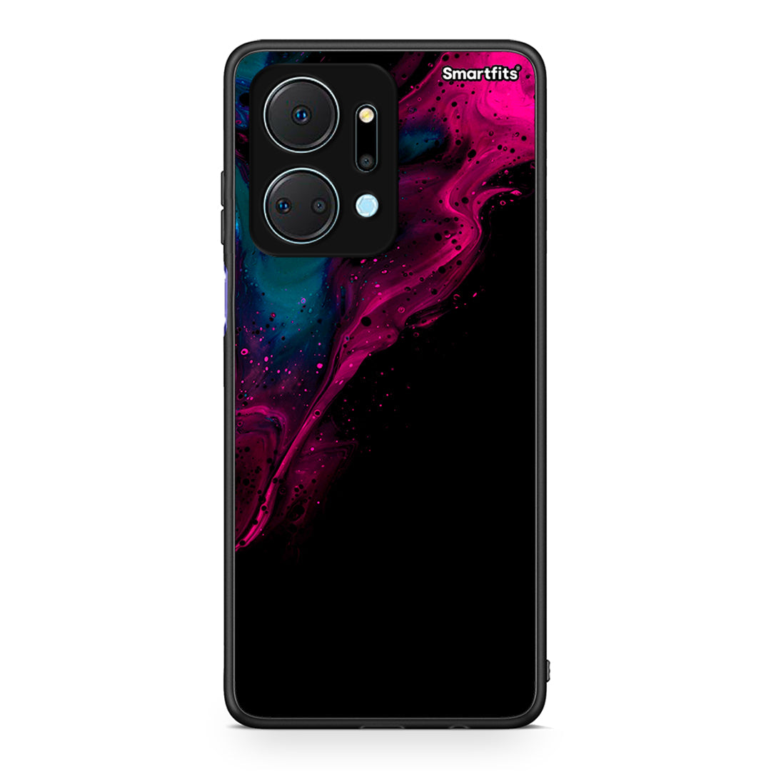 4 - Honor X7a Pink Black Watercolor case, cover, bumper