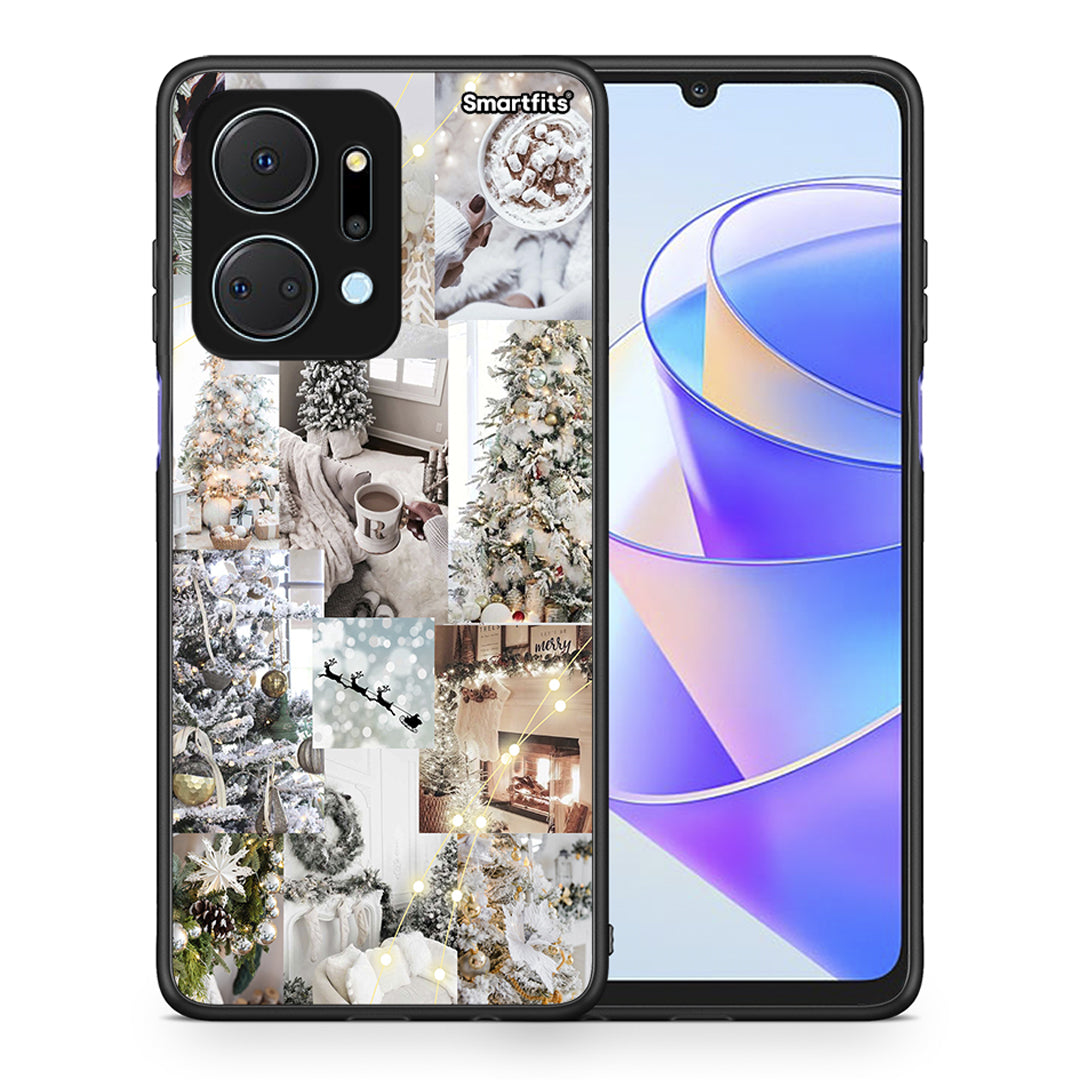 Θήκη Honor X7a White Christmas από τη Smartfits με σχέδιο στο πίσω μέρος και μαύρο περίβλημα | Honor X7a White Christmas case with colorful back and black bezels