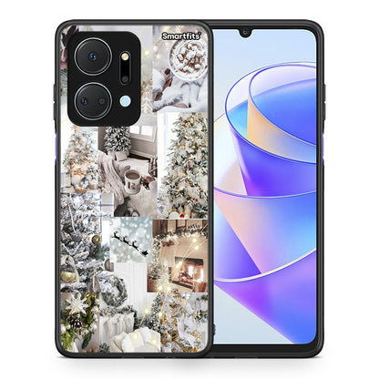 Θήκη Honor X7a White Christmas από τη Smartfits με σχέδιο στο πίσω μέρος και μαύρο περίβλημα | Honor X7a White Christmas case with colorful back and black bezels
