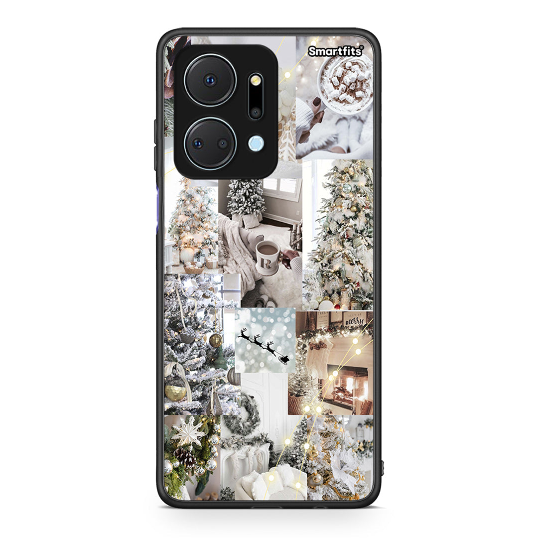 Honor X7a White Christmas θήκη από τη Smartfits με σχέδιο στο πίσω μέρος και μαύρο περίβλημα | Smartphone case with colorful back and black bezels by Smartfits