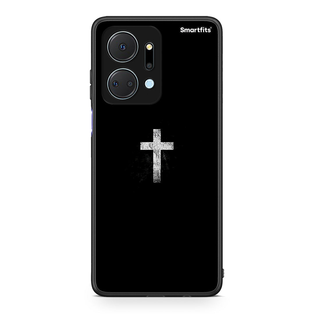Honor X7a White Cross θήκη από τη Smartfits με σχέδιο στο πίσω μέρος και μαύρο περίβλημα | Smartphone case with colorful back and black bezels by Smartfits