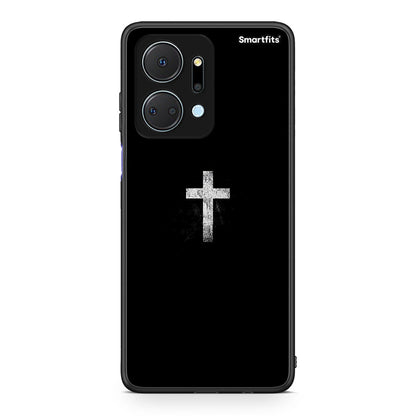 Honor X7a White Cross θήκη από τη Smartfits με σχέδιο στο πίσω μέρος και μαύρο περίβλημα | Smartphone case with colorful back and black bezels by Smartfits