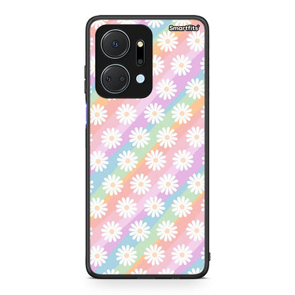 Honor X7a White Daisies θήκη από τη Smartfits με σχέδιο στο πίσω μέρος και μαύρο περίβλημα | Smartphone case with colorful back and black bezels by Smartfits