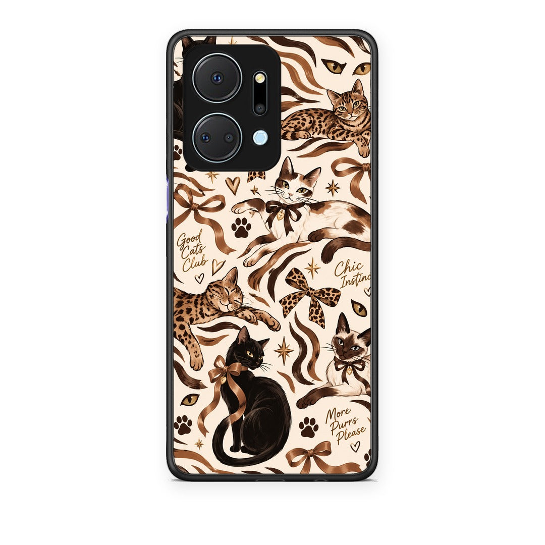 Θήκη Honor X7a Wild Cats and Animal Print Collage από τη Smartfits με σχέδιο στο πίσω μέρος και μαύρο περίβλημα | Honor X7a Wild Cats and Animal Print Collage case with colorful back and black bezels