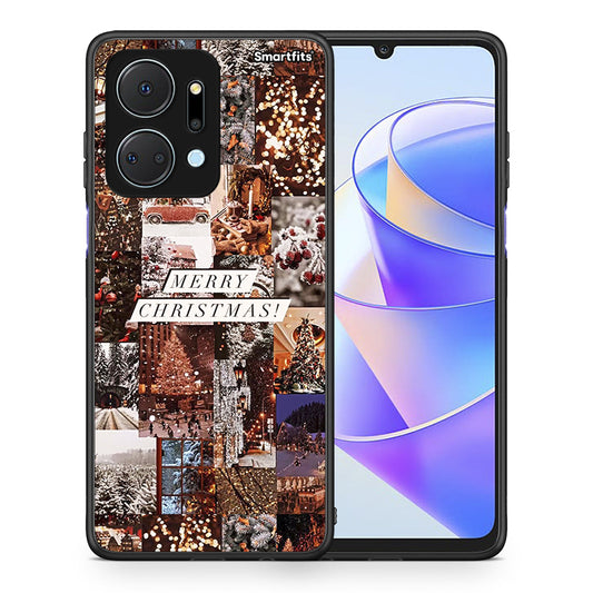 Θήκη Honor X7a Xmas Collage από τη Smartfits με σχέδιο στο πίσω μέρος και μαύρο περίβλημα | Honor X7a Xmas Collage case with colorful back and black bezels
