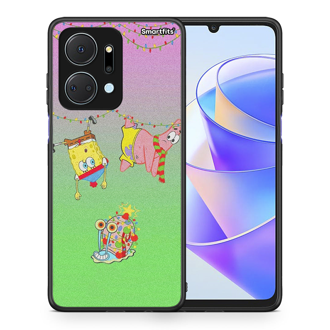 Θήκη Honor X7a Xmas Lights από τη Smartfits με σχέδιο στο πίσω μέρος και μαύρο περίβλημα | Honor X7a Xmas Lights case with colorful back and black bezels