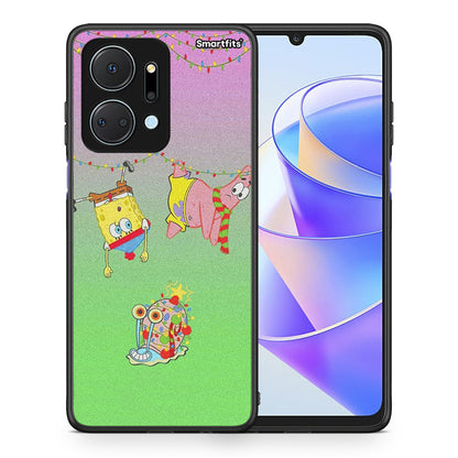 Θήκη Honor X7a Xmas Lights από τη Smartfits με σχέδιο στο πίσω μέρος και μαύρο περίβλημα | Honor X7a Xmas Lights case with colorful back and black bezels