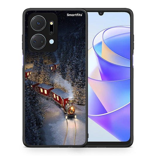 Θήκη Honor X7a Xmas Train από τη Smartfits με σχέδιο στο πίσω μέρος και μαύρο περίβλημα | Honor X7a Xmas Train case with colorful back and black bezels