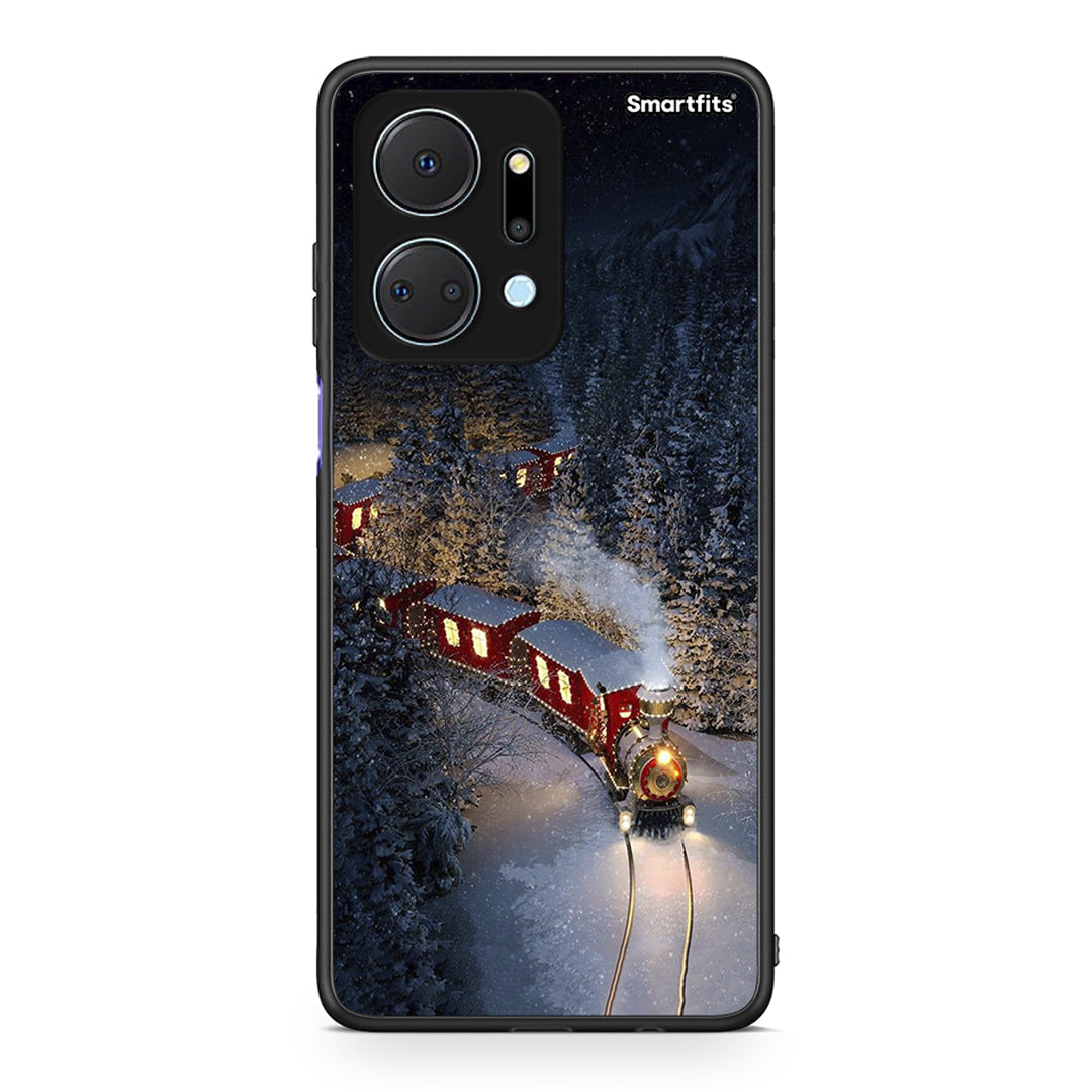 Honor X7a Xmas Train θήκη από τη Smartfits με σχέδιο στο πίσω μέρος και μαύρο περίβλημα | Smartphone case with colorful back and black bezels by Smartfits