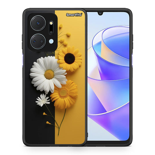 Θήκη Honor X7a Yellow Daisies από τη Smartfits με σχέδιο στο πίσω μέρος και μαύρο περίβλημα | Honor X7a Yellow Daisies case with colorful back and black bezels