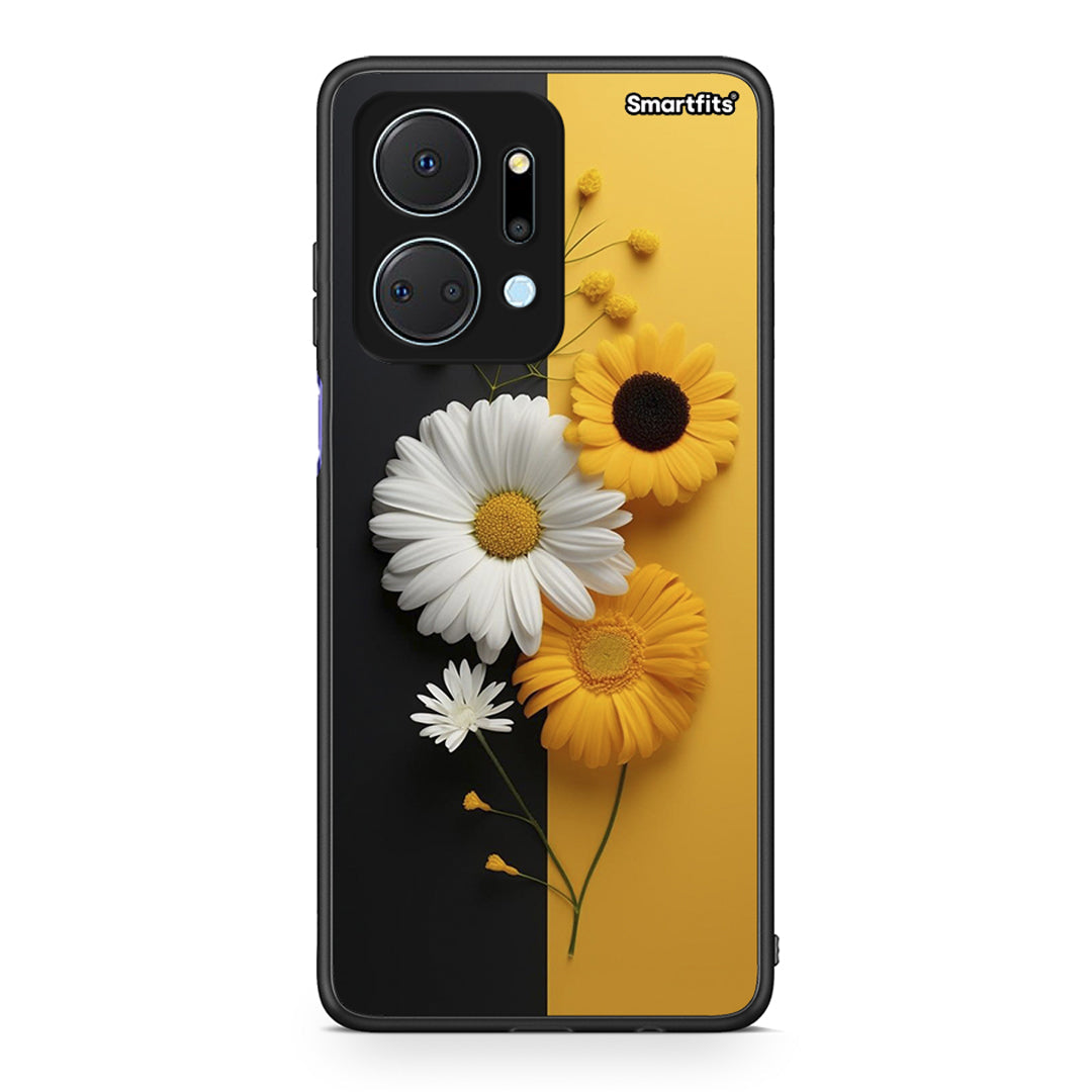 Honor X7a Yellow Daisies θήκη από τη Smartfits με σχέδιο στο πίσω μέρος και μαύρο περίβλημα | Smartphone case with colorful back and black bezels by Smartfits