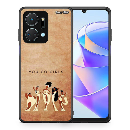 Θήκη Honor X7a You Go Girl από τη Smartfits με σχέδιο στο πίσω μέρος και μαύρο περίβλημα | Honor X7a You Go Girl case with colorful back and black bezels