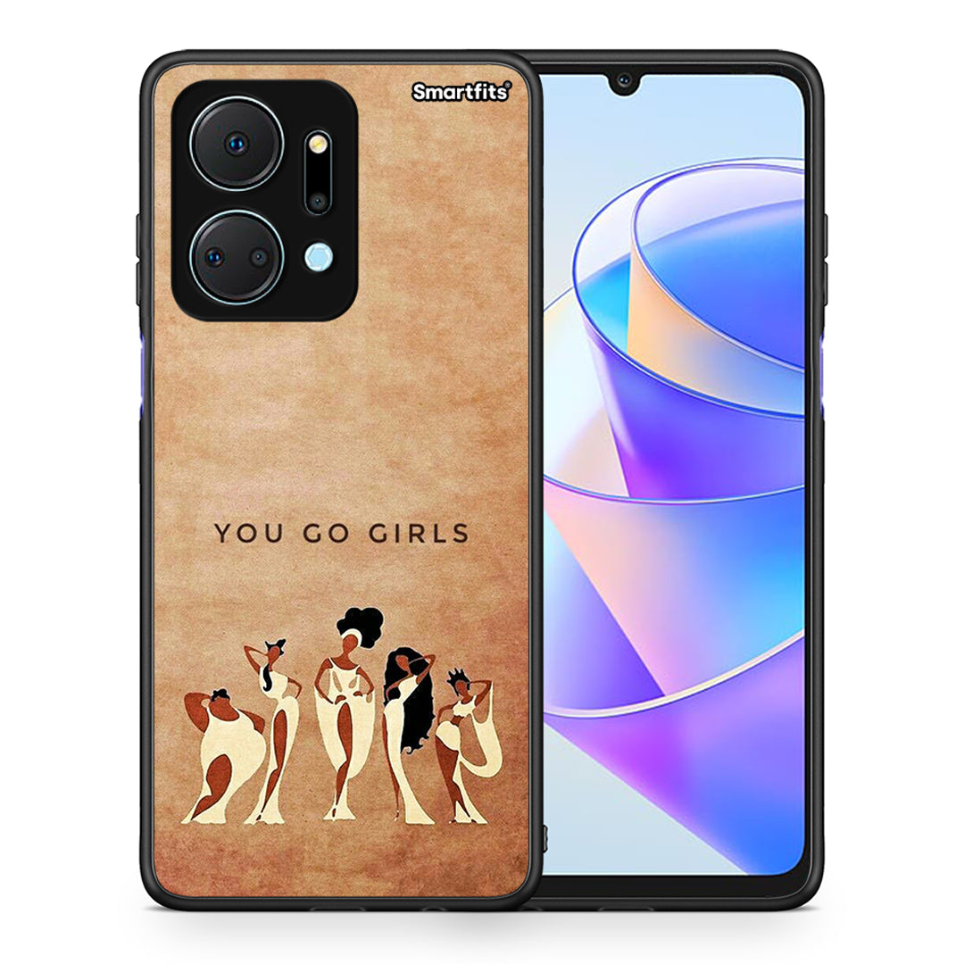 Θήκη Honor X7a You Go Girl από τη Smartfits με σχέδιο στο πίσω μέρος και μαύρο περίβλημα | Honor X7a You Go Girl case with colorful back and black bezels