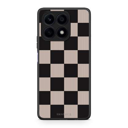Θήκη Honor X8a Black and Taupe Striped Checks από τη Smartfits με σχέδιο στο πίσω μέρος και μαύρο περίβλημα | Honor X8a Black and Taupe Striped Checks case with colorful back and black bezels