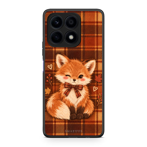 Θήκη Honor X8a Fox on Autumn Tartan από τη Smartfits με σχέδιο στο πίσω μέρος και μαύρο περίβλημα | Honor X8a Fox on Autumn Tartan case with colorful back and black bezels