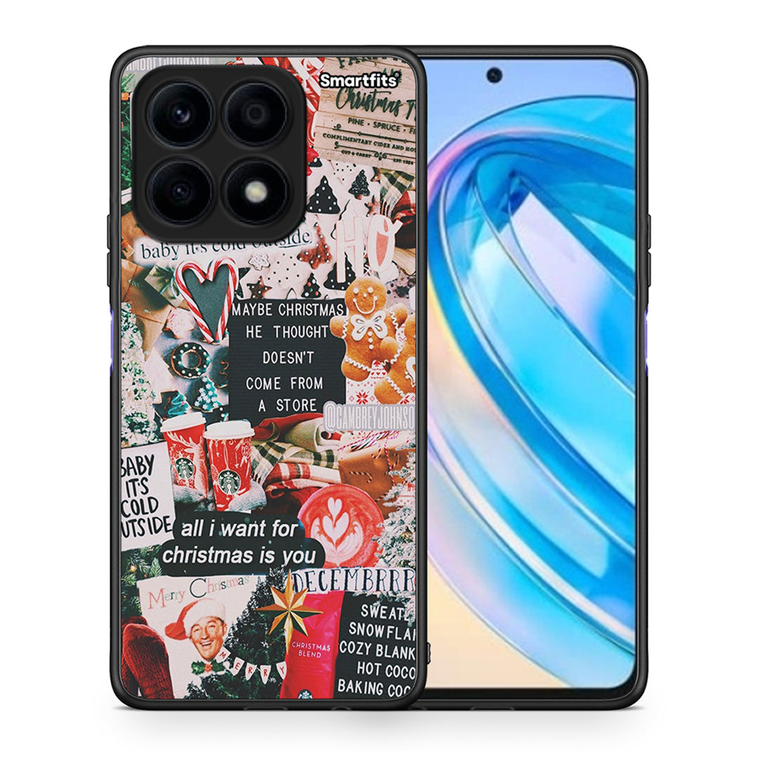 Θήκη Honor X8a Christmas Happiness από τη Smartfits με σχέδιο στο πίσω μέρος και μαύρο περίβλημα | Honor X8a Christmas Happiness Case with Colorful Back and Black Bezels